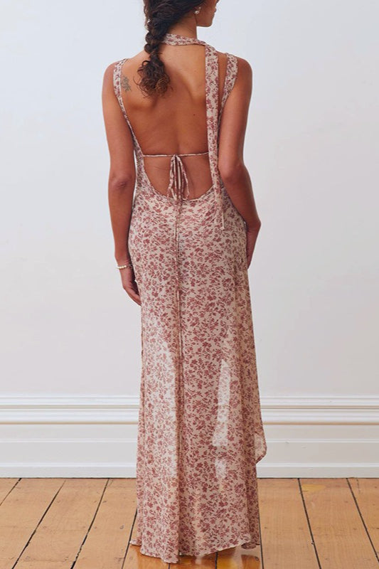 Backless Floral Dress