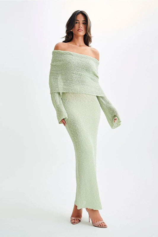 Off Shoulder One Shoulder Knit Sweater Dress