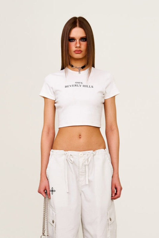Cropped Fitted Crewneck T-Shirt