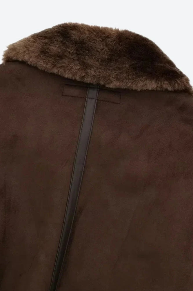 Faux Fur Collar Zip-Up Jacket