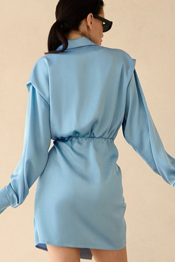 Asymmetric Satin Mini Dress - View 2