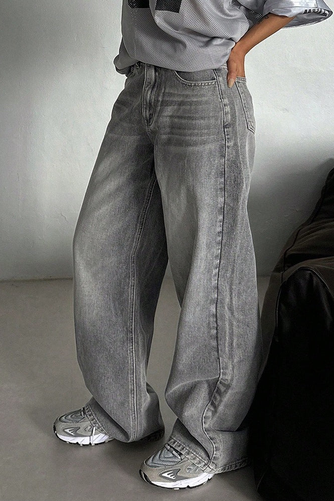 Casual Vintage High Waist Relaxed Straight Jeans