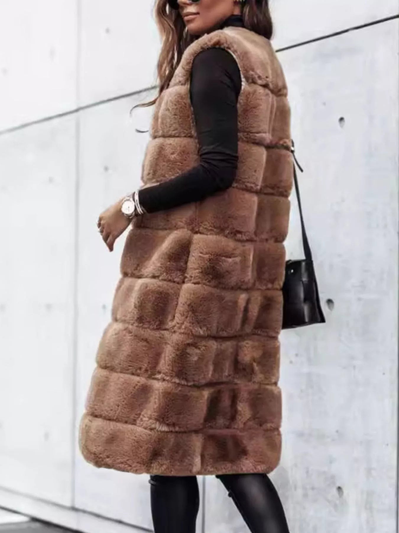 Faux Fur Longline Vest Coat