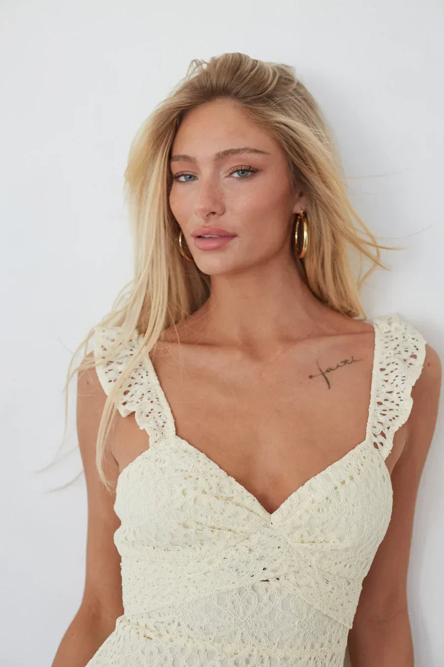 Eyelet Lace Sweetheart Ruffle Strap Tiered Mini Dress 9