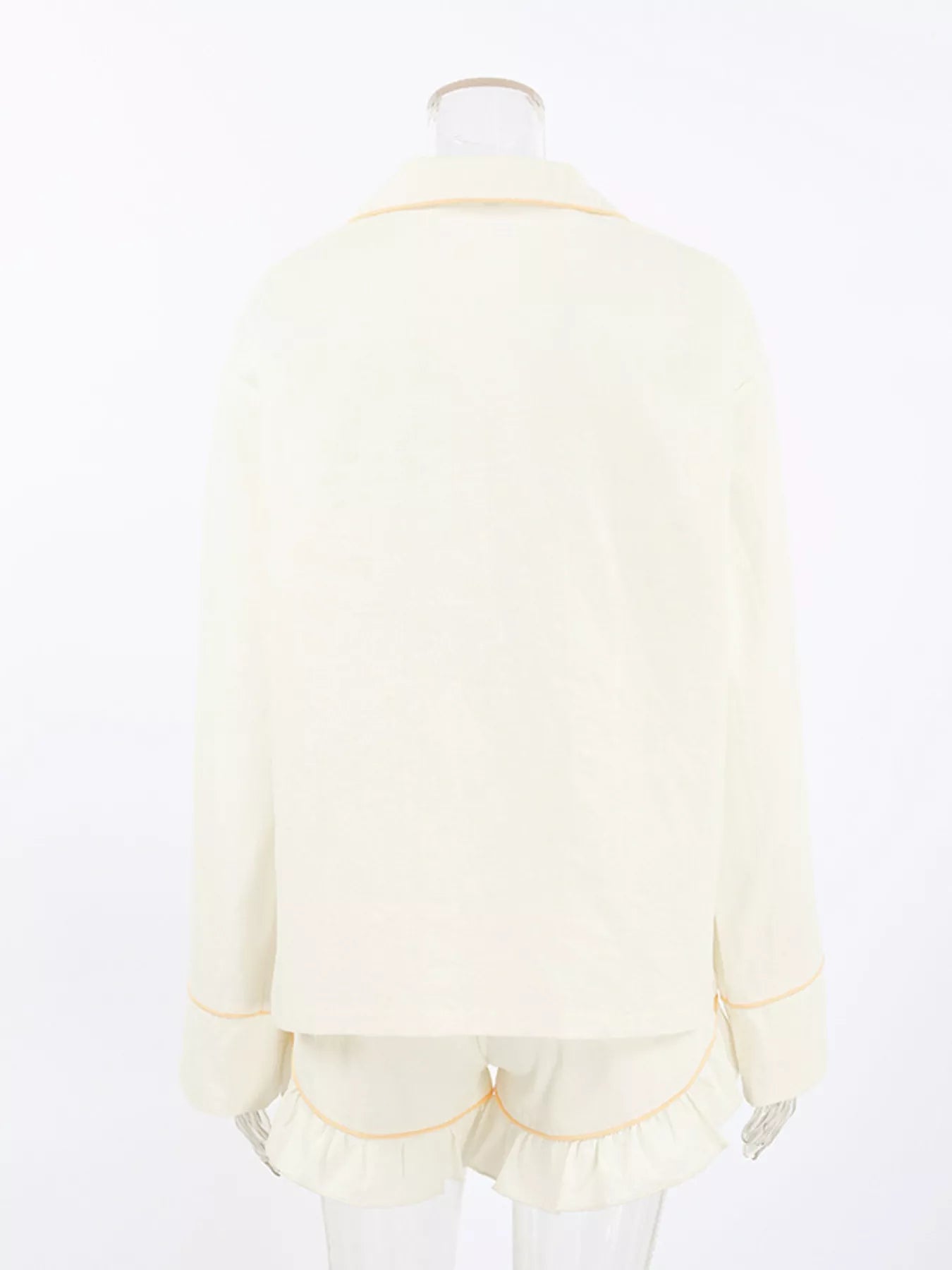 Contrast Trim Long Sleeve Top and Shorts Lounge Set