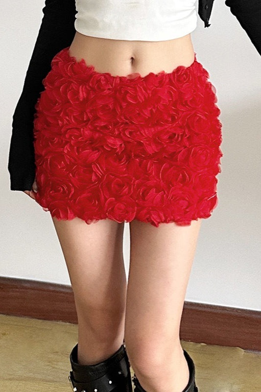 3D Rosette Applique Low Waist Bodycon Mini Skirt 6