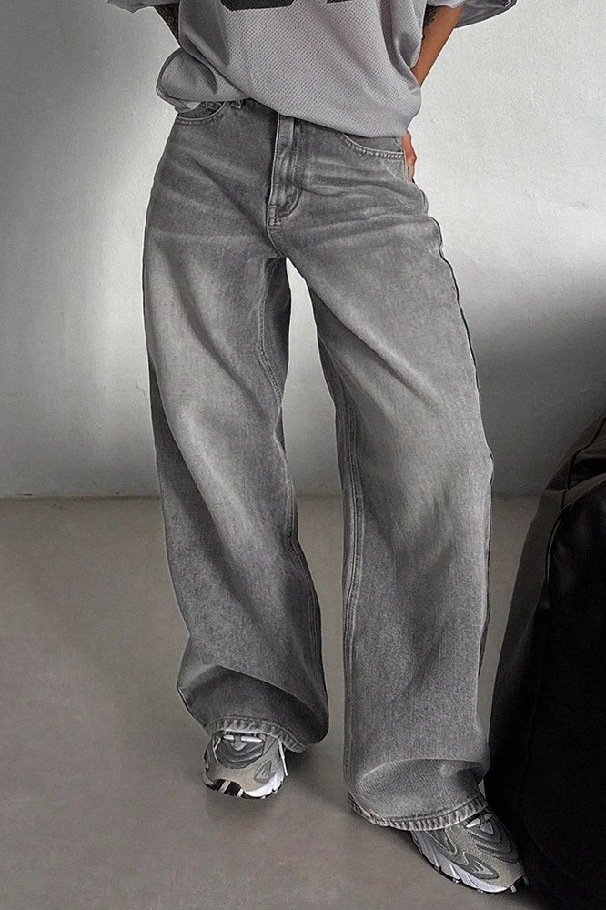 Casual Vintage High Waist Relaxed Straight Jeans