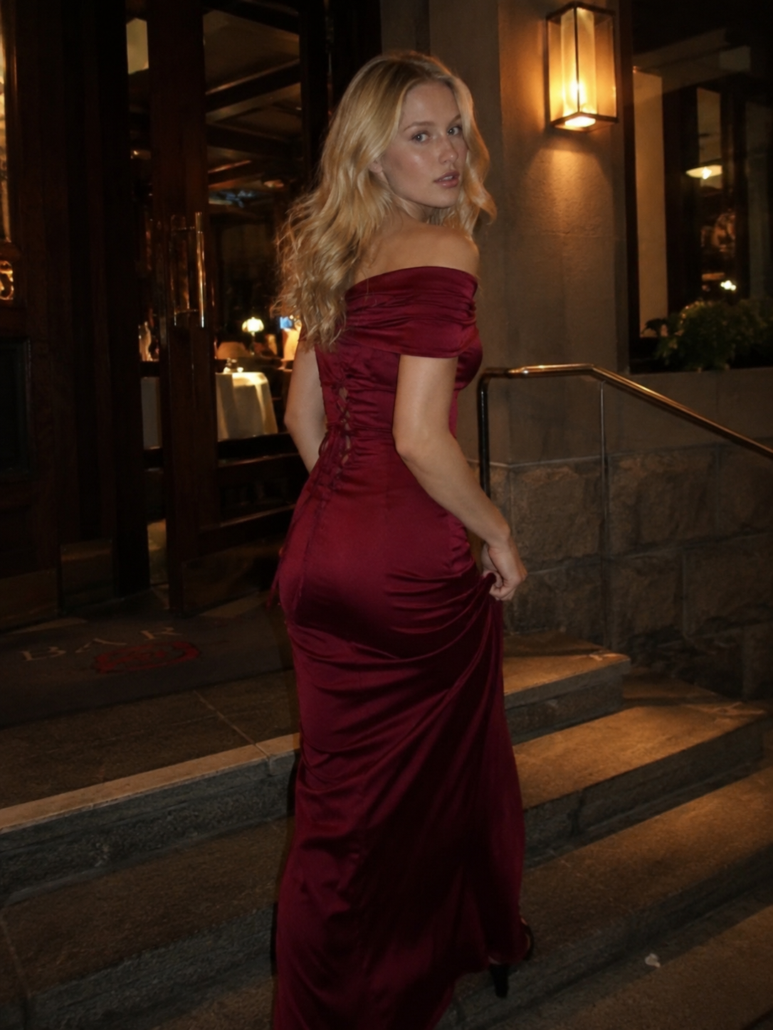 Chic Off Shoulder Bodycon Maxi Hem Prom Dress