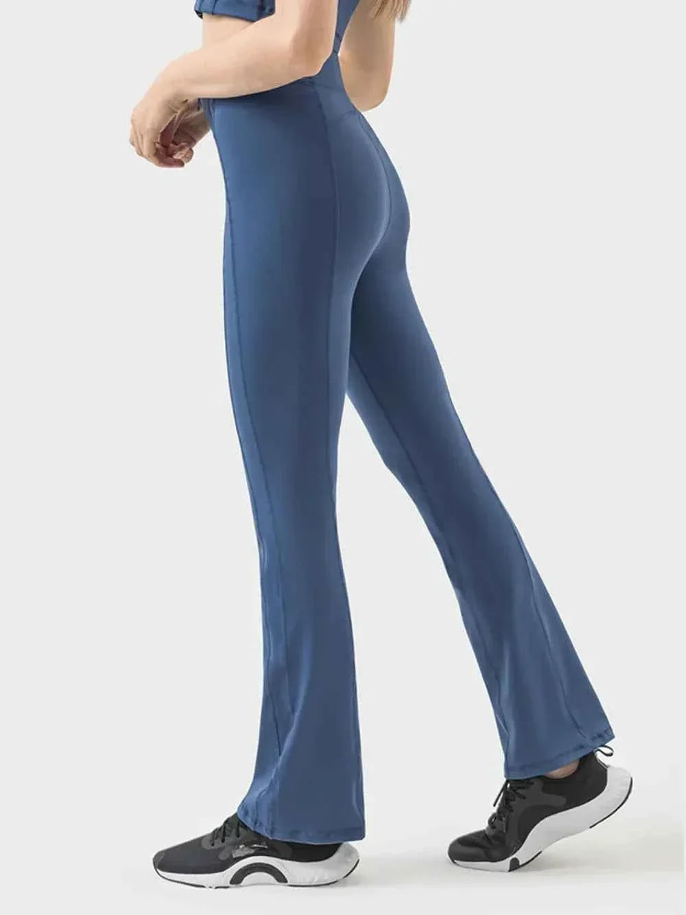 High Waist Zip Front Seam Detail Flare Active Pants 7