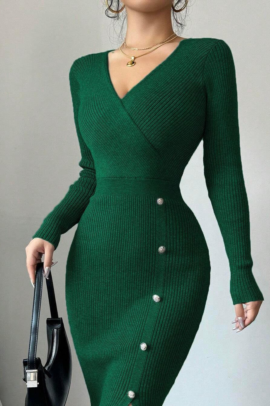 Slim Fit Midi Knit Sweater Dress