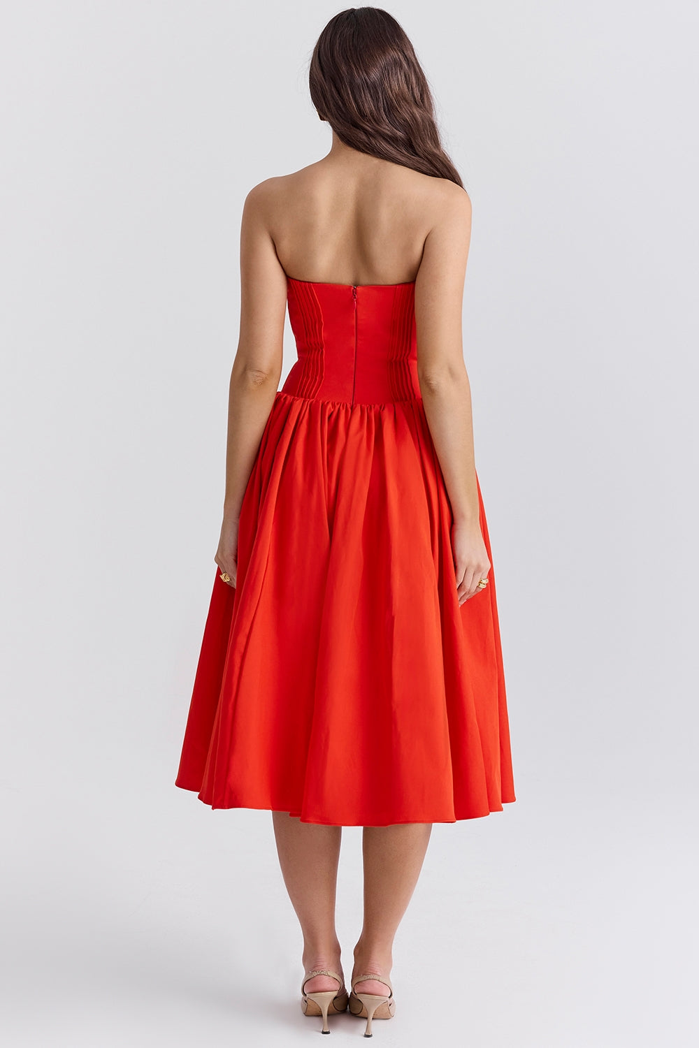 Strapless Bustier Sweetheart Fit and Flare Midi Sundress 8