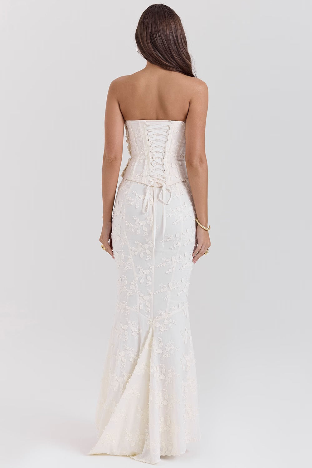 Strapless Corset Floral Mermaid Maxi Two Piece Set