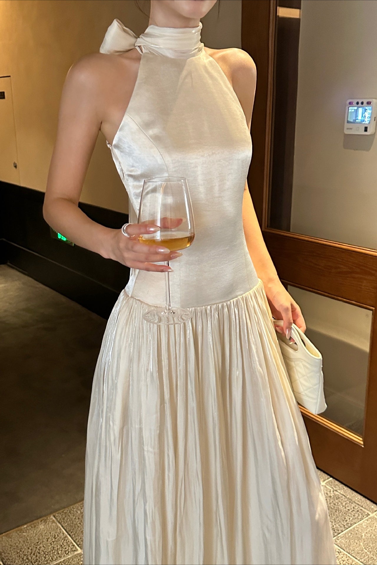 French Waist Tie Maxi Prom Dress