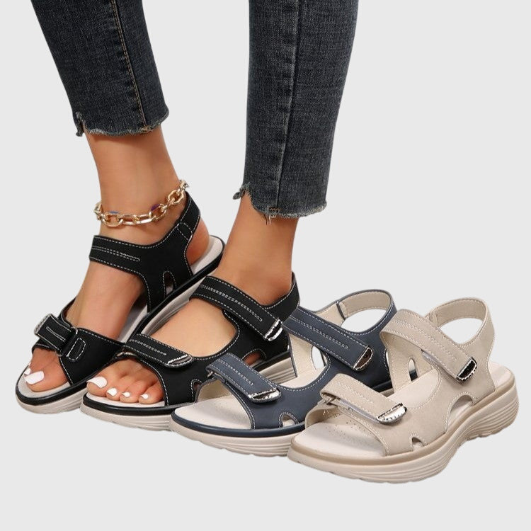 Open Toe Hook and Loop Strap Platform Sport Sandals