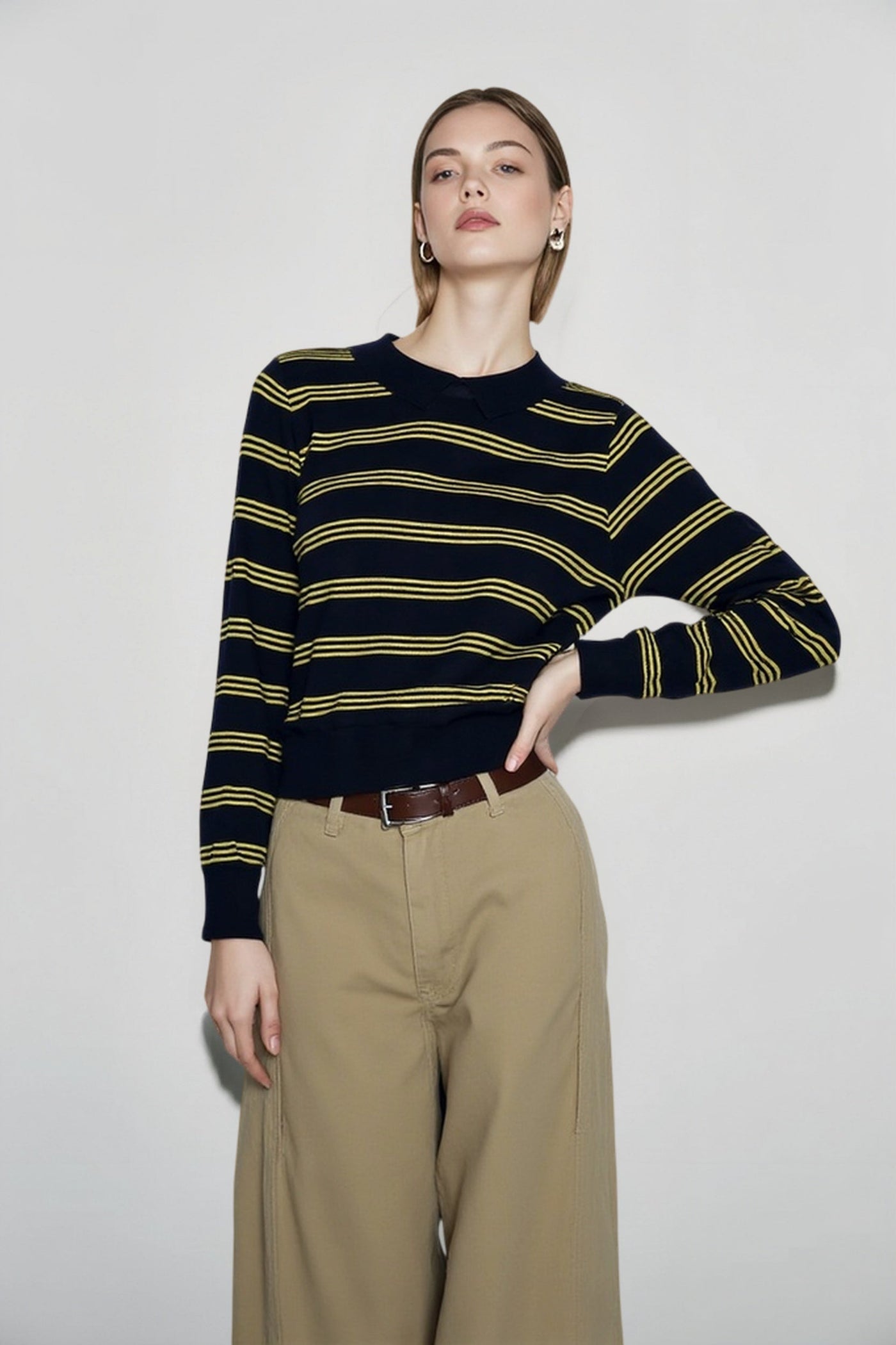 Relaxed Fit Striped Knit Top