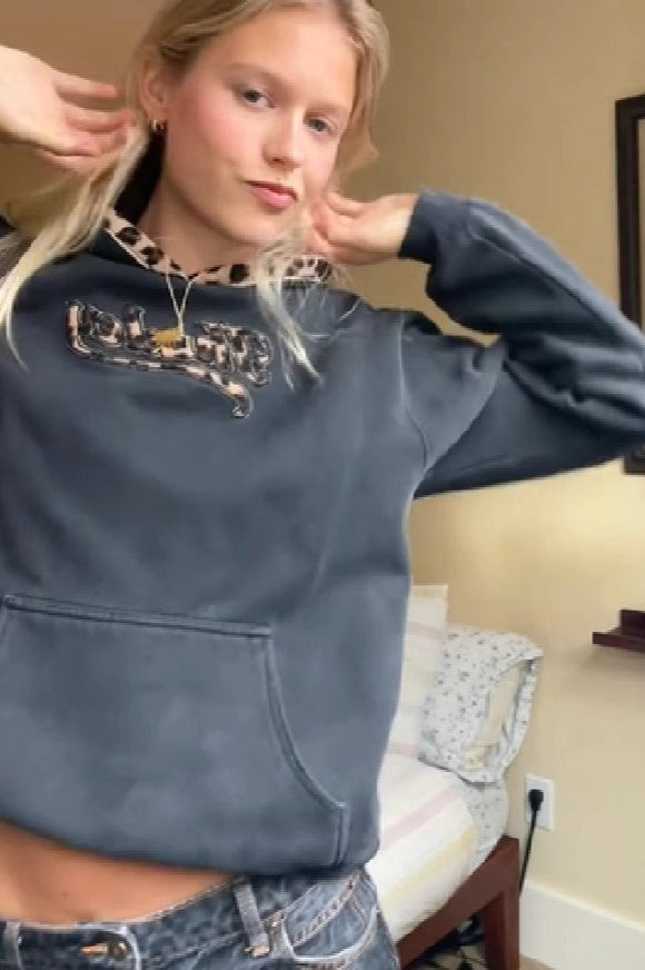 Leopard Print Patchwork Hoodie