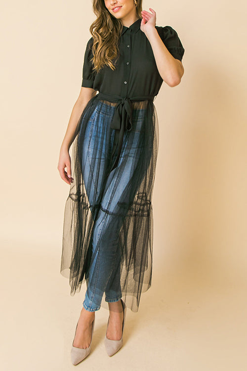 Showing Off A Little Shirt Cover Dress