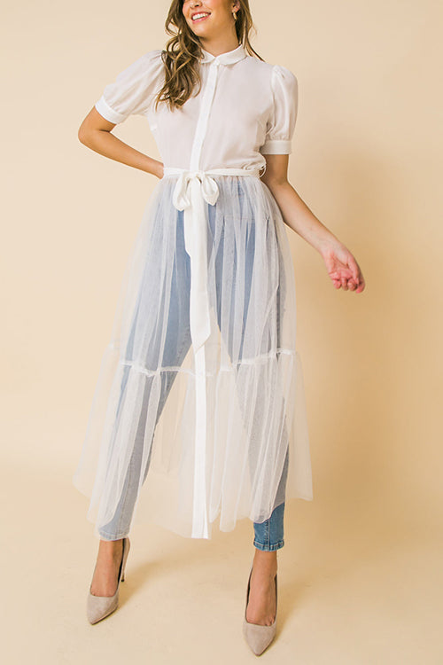 Showing Off A Little Shirt Cover Dress