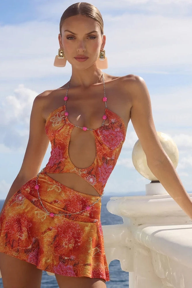 Tie Dye Halter Mini Dress