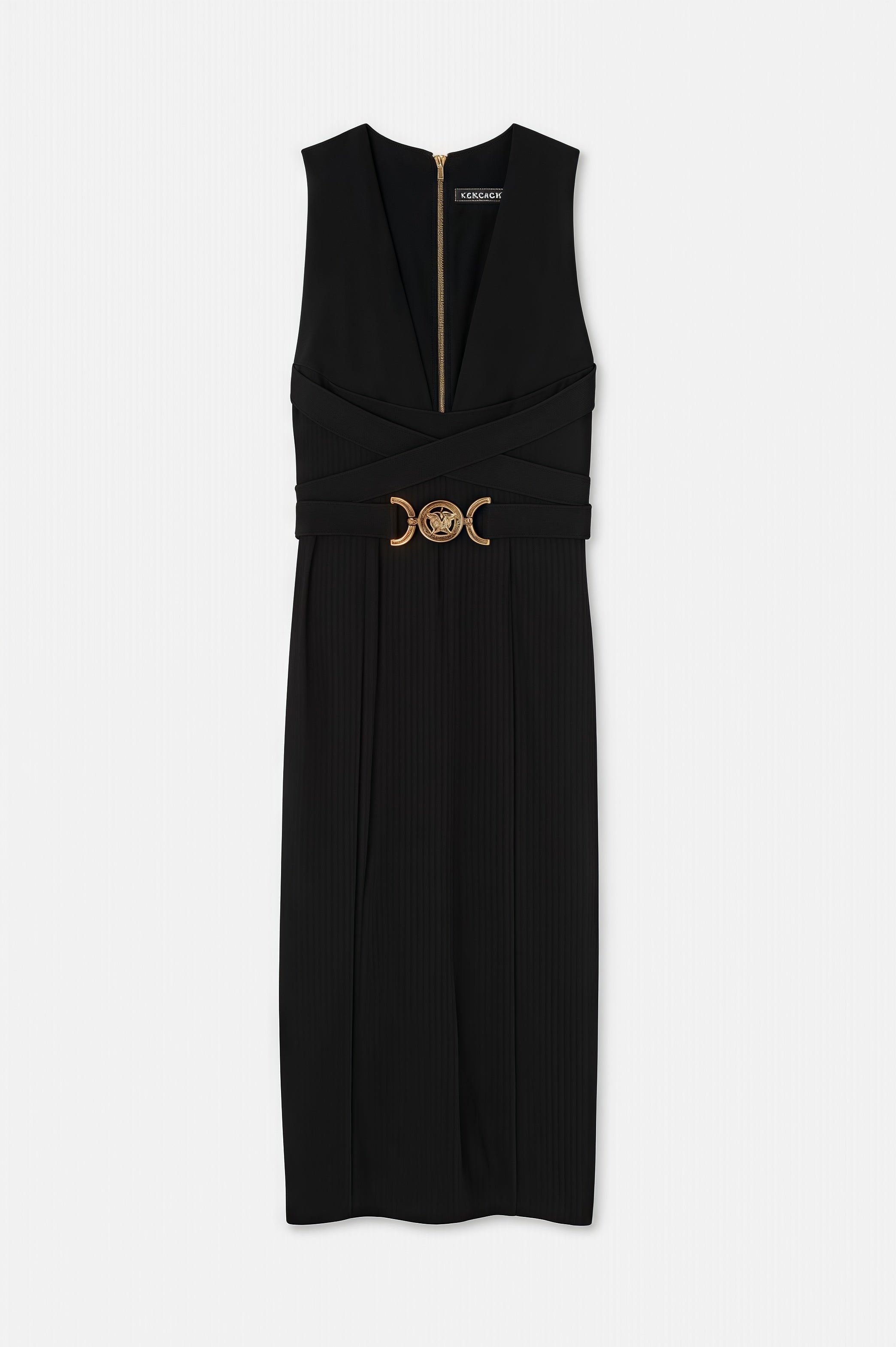 Noric Black V-Neck Bandage Midi Dress - View 4