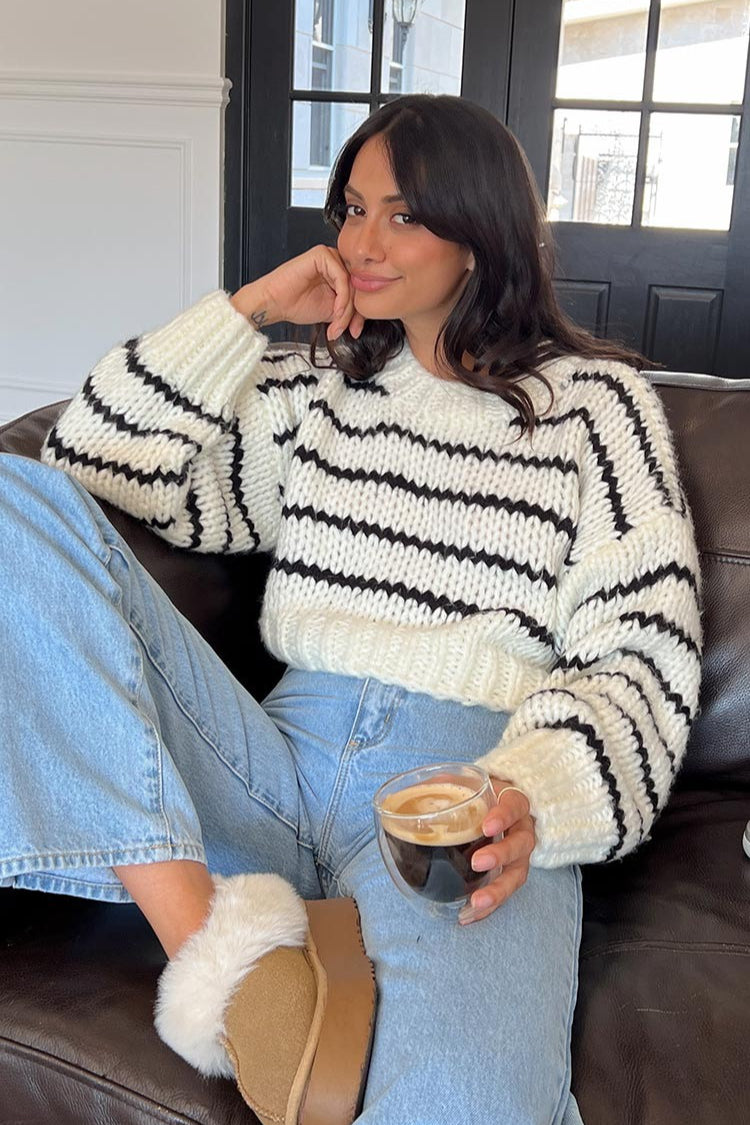 Striped Knit Pullover Sweater