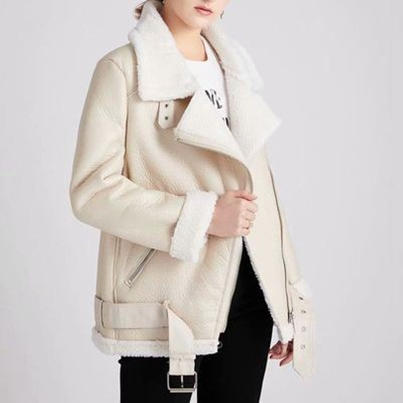 Amy Fashion New Faux Leather Double Sided Coat