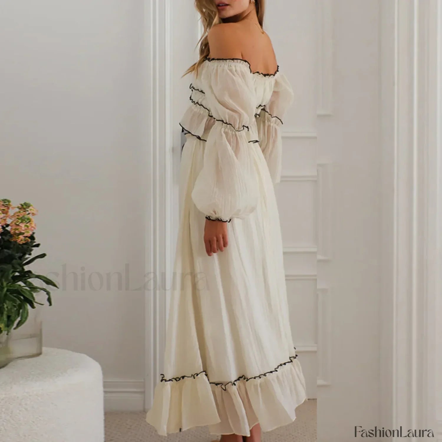 Fall Skirts Tie-up Off Shoulder Tops Elastic Waist Skirt Two Piece Set