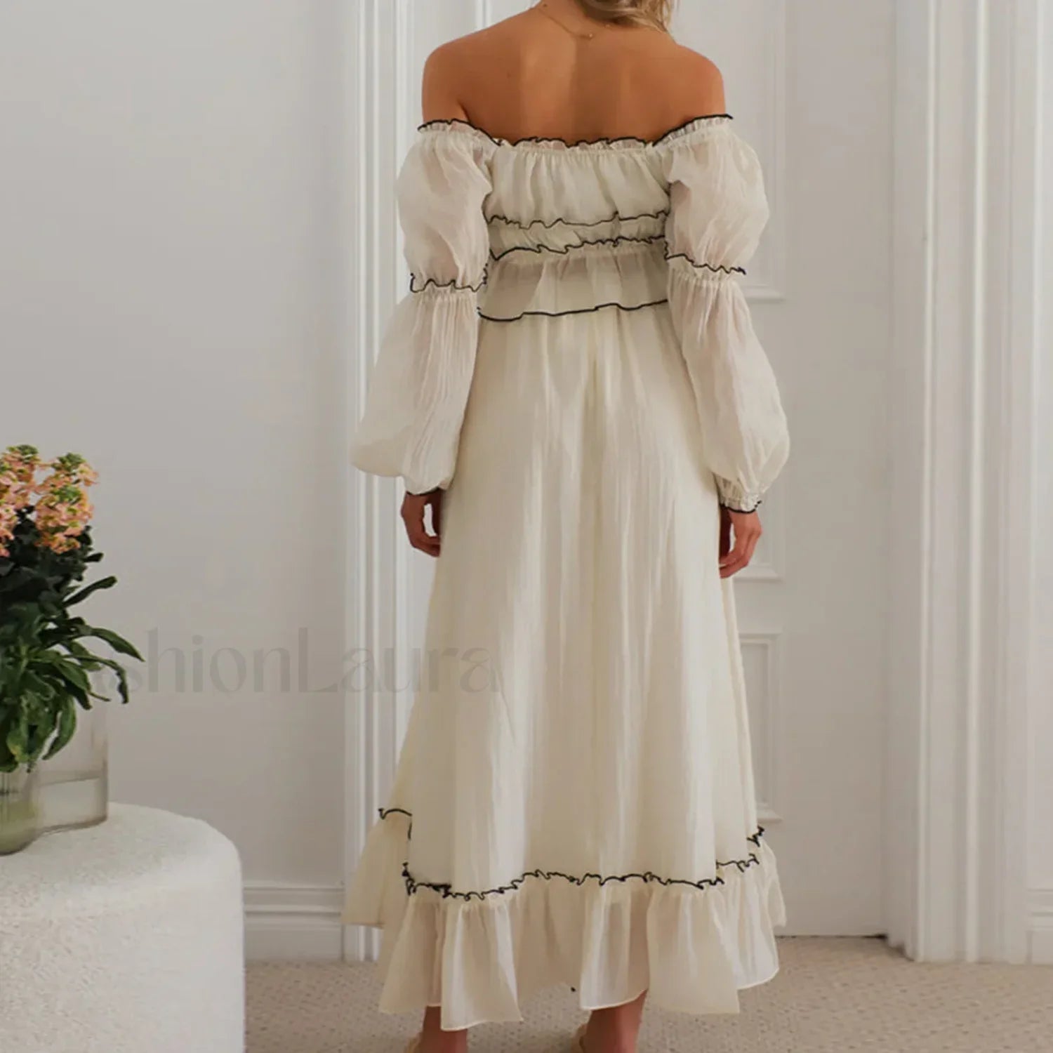 Fall Skirts Tie-up Off Shoulder Tops Elastic Waist Skirt Two Piece Set