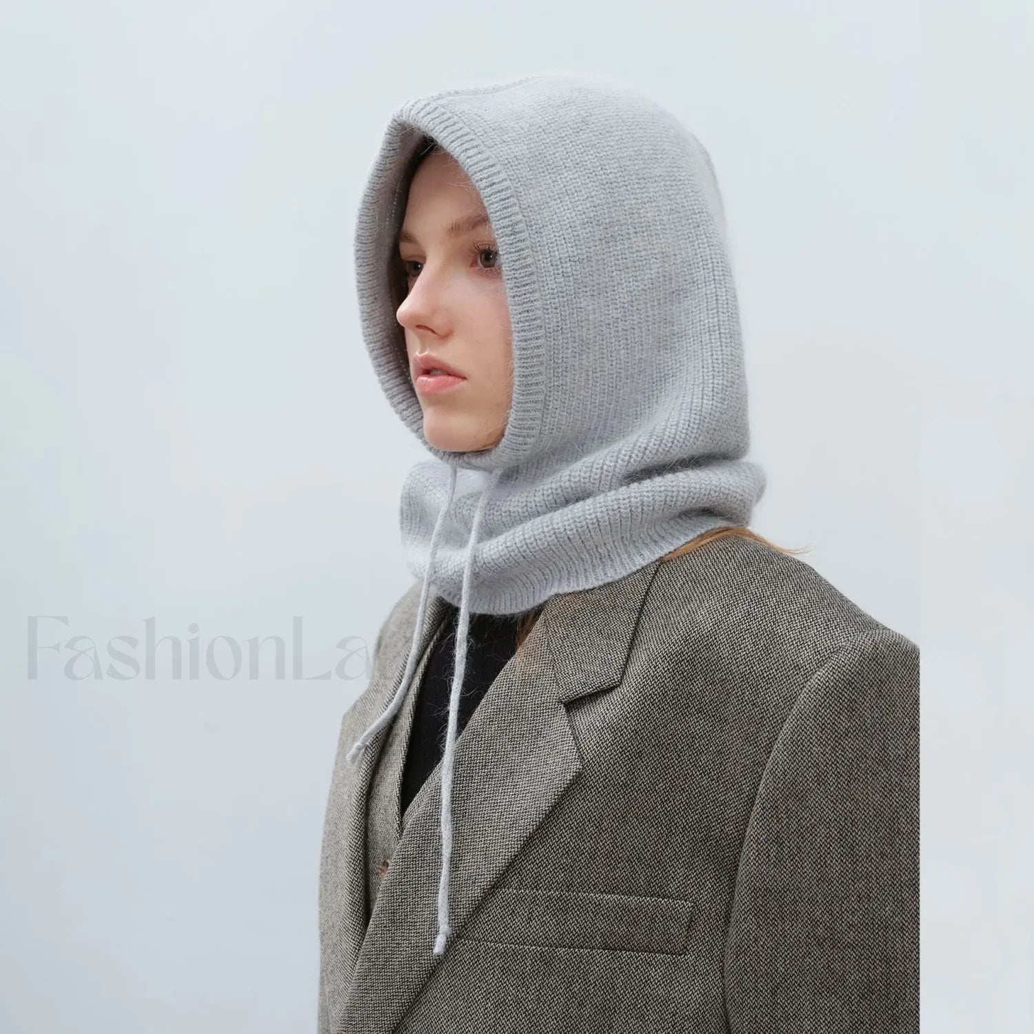 Fashion Balaclava Autumn Winter Warm Neck Women’s Solid Color Hat Light grey / 56 60cm