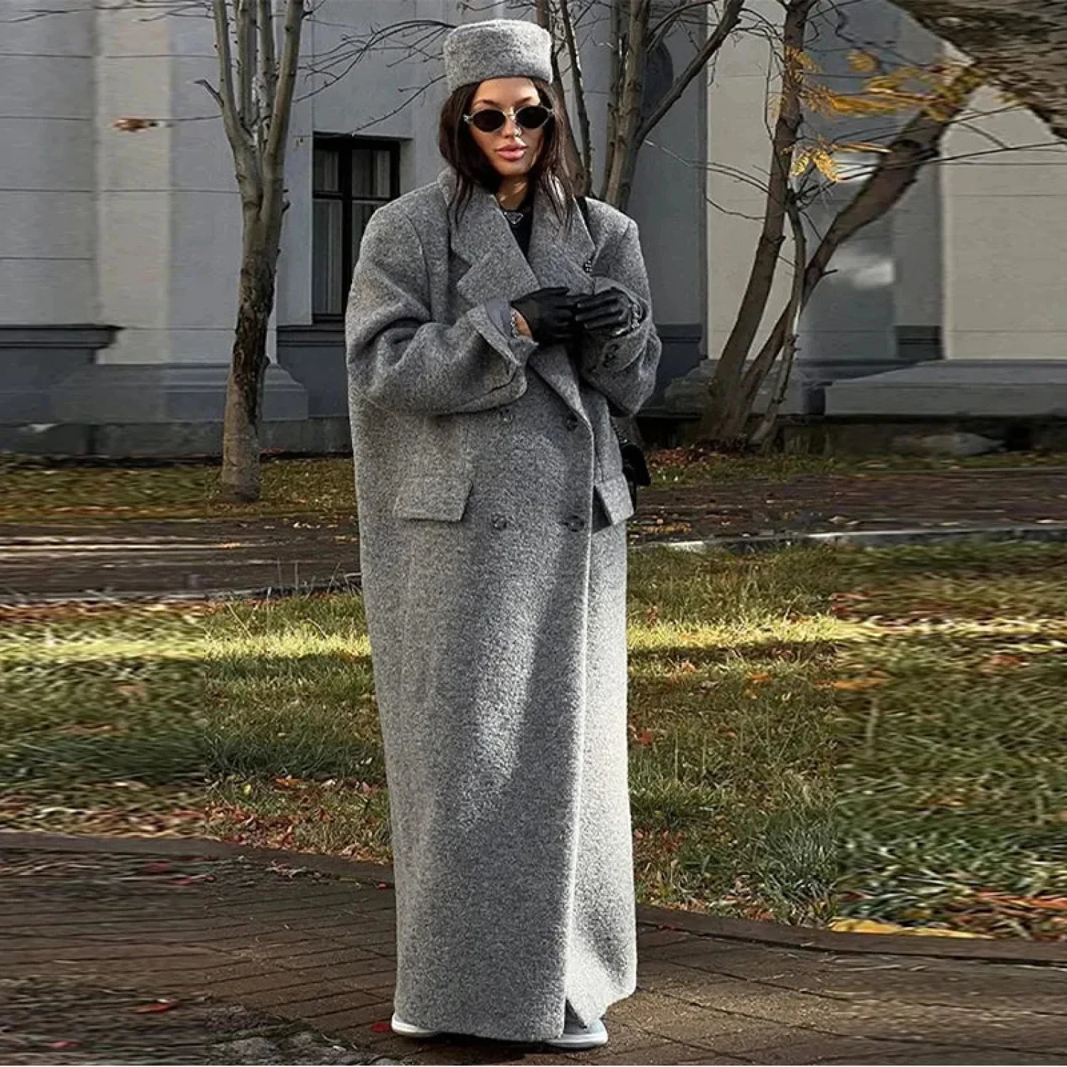 Fashion Turn Down Collar Overcoats GRAY / S