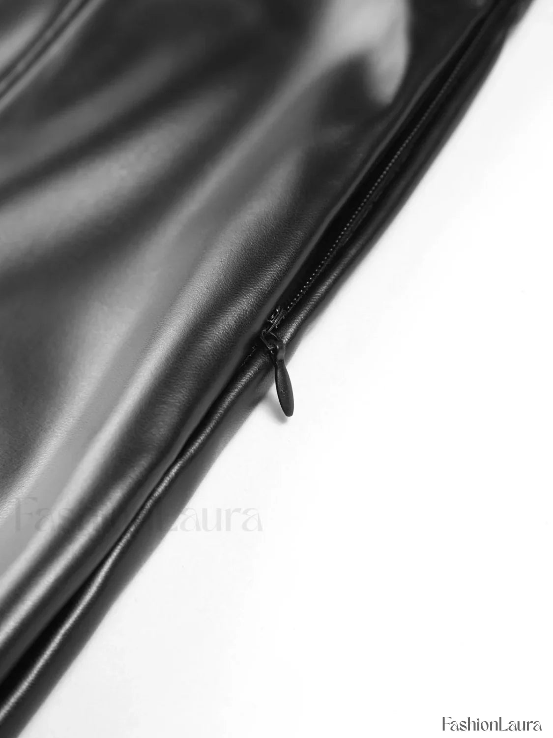 Faux Leather Graceful Zippered Flare Pants