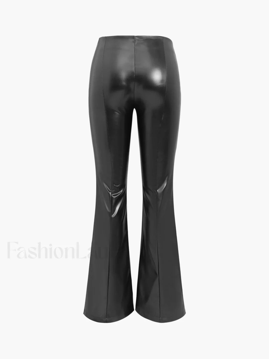 Faux Leather Graceful Zippered Flare Pants