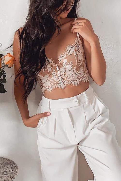 Lace Button Bralettes