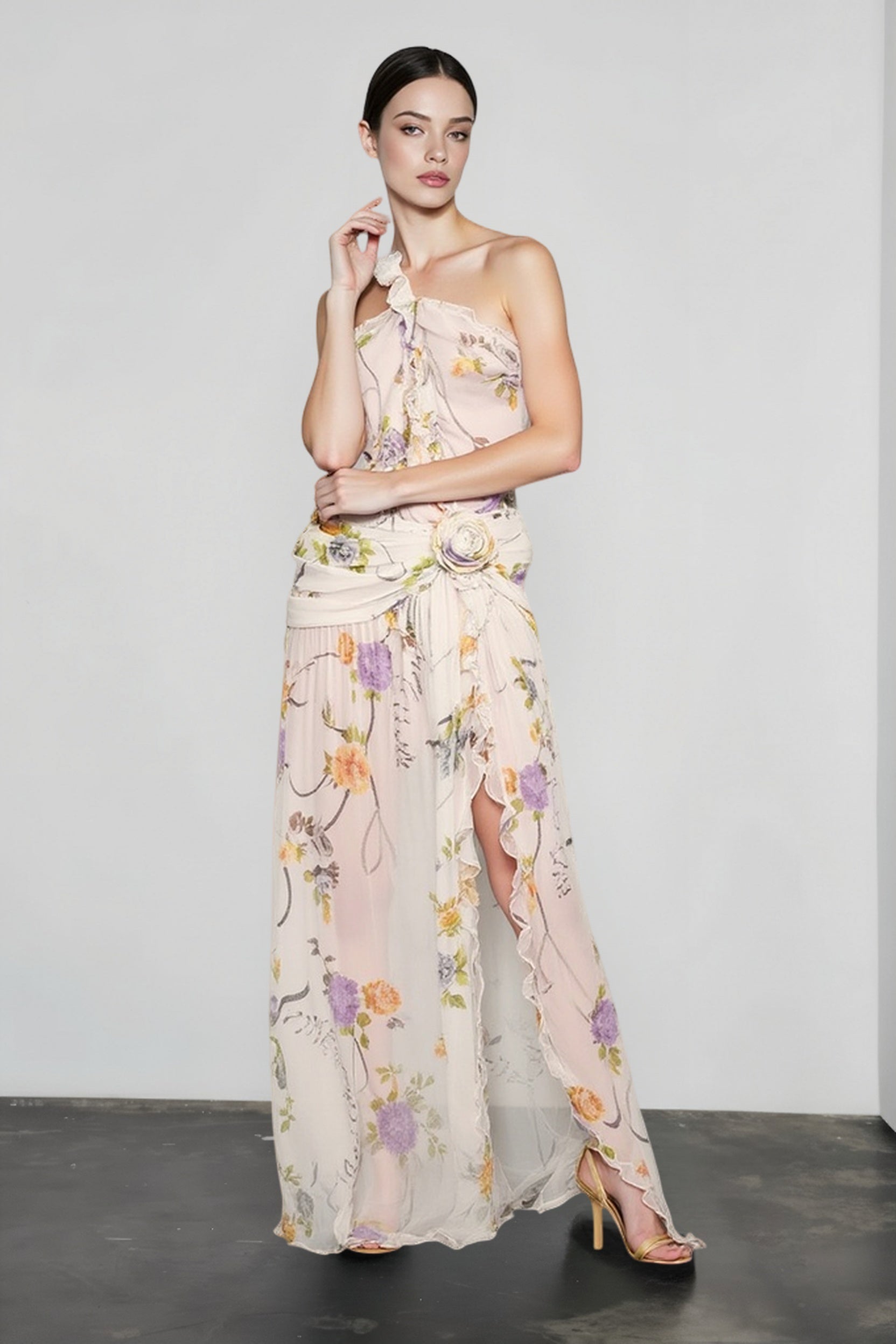 Halter-Neck Floral Dress