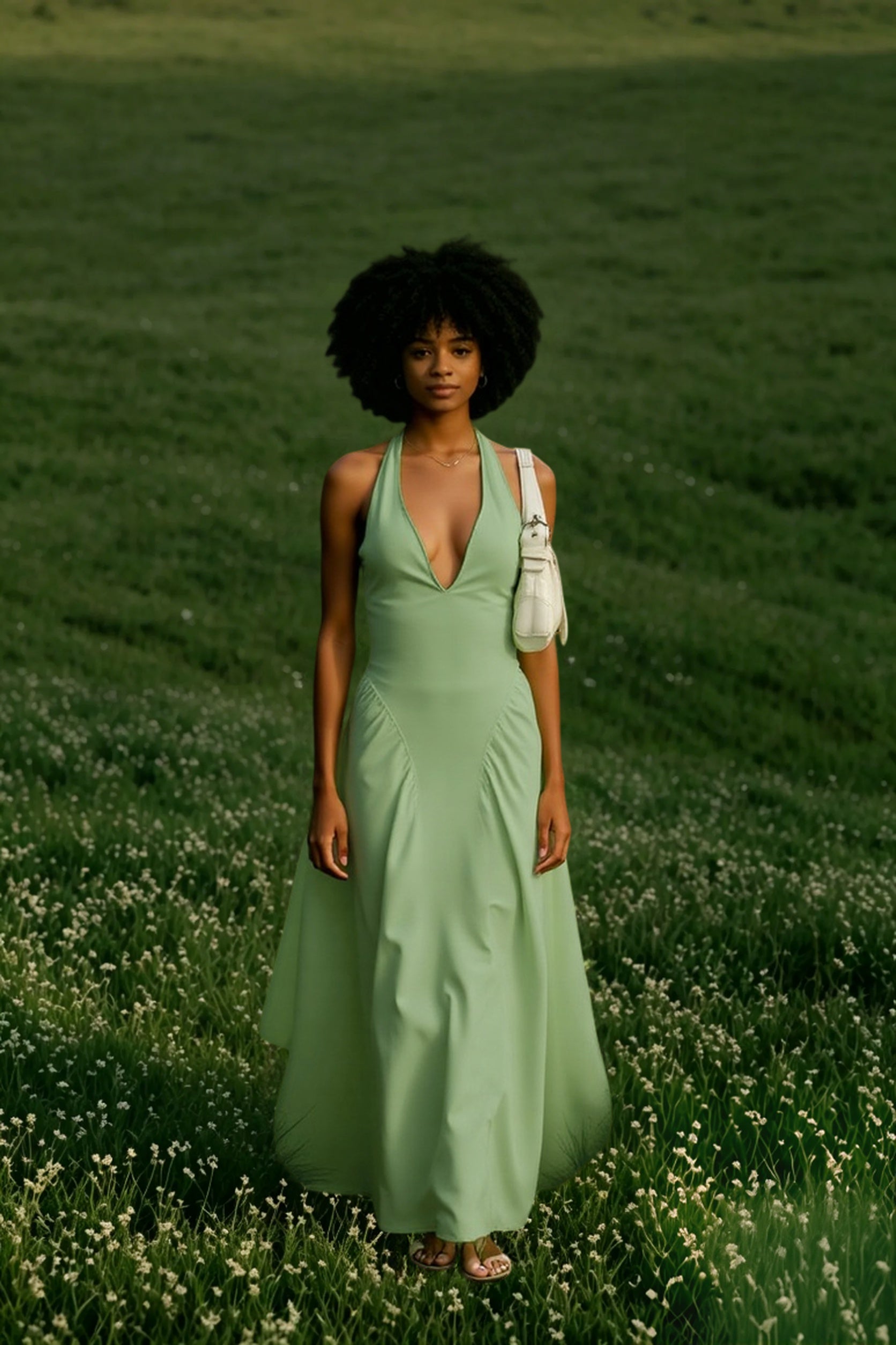 Patchwork Backless Midi Dress