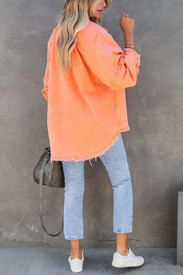 Bring It On Frayed Shirt Jacket