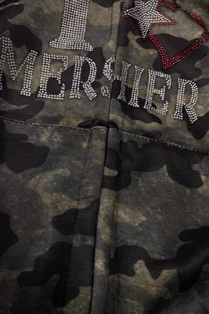 Camo Faux Fur Zip Short Hoodie