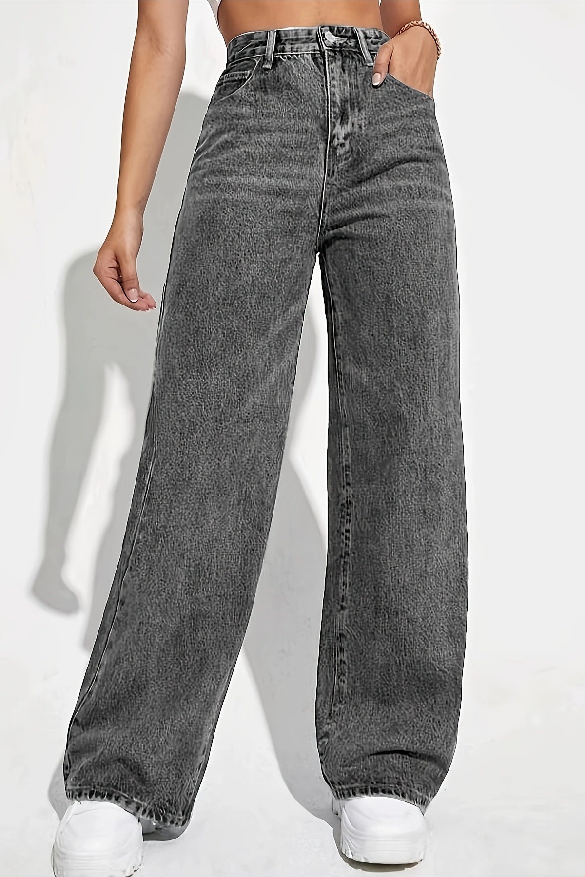 High-Waist Straight-Leg Denim Jeans