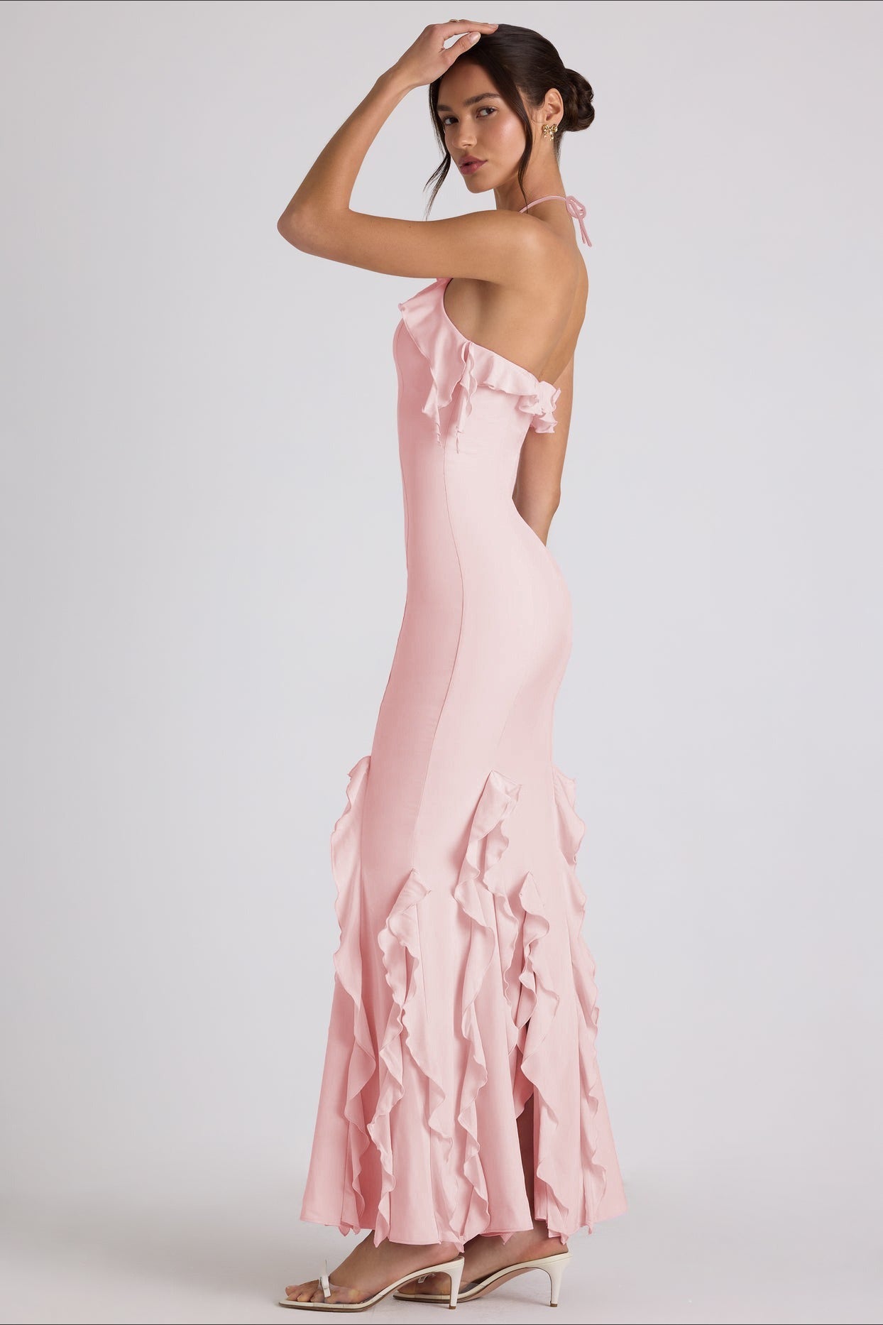 Halter Neck Ruffle Fishtail Mermaid Gown