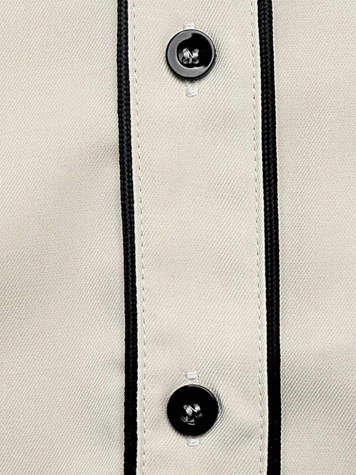 Contrast Piping Band Collar Button Front Puff Sleeve Blouse 8