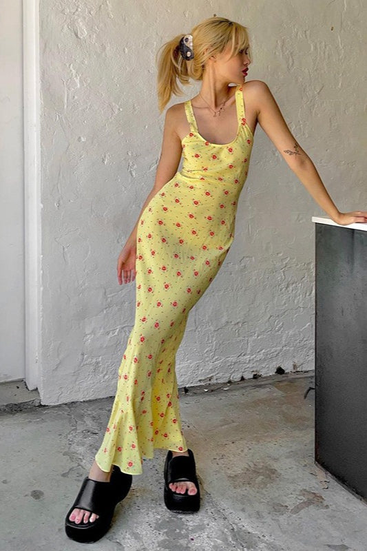 Milk Silk Bloom Mermaid Maxi Floral Dress