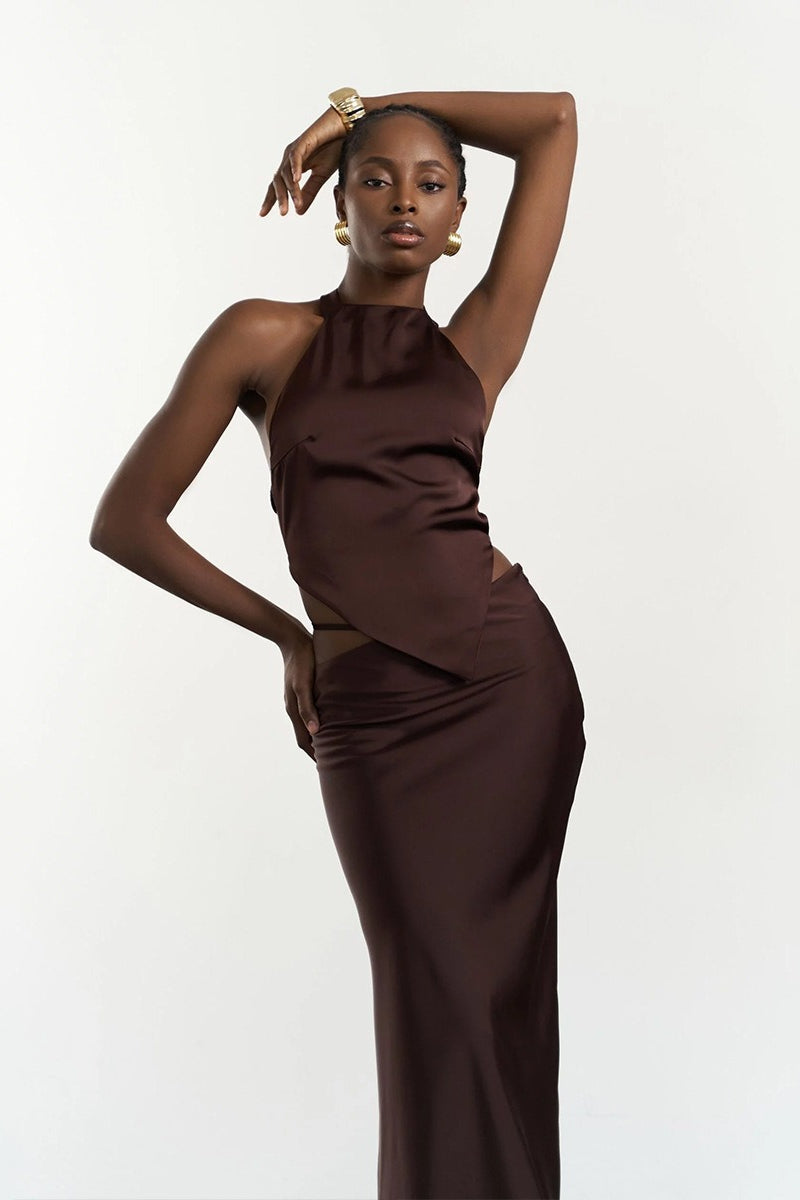Solid Color Soft Bodycon Maxi Skirt