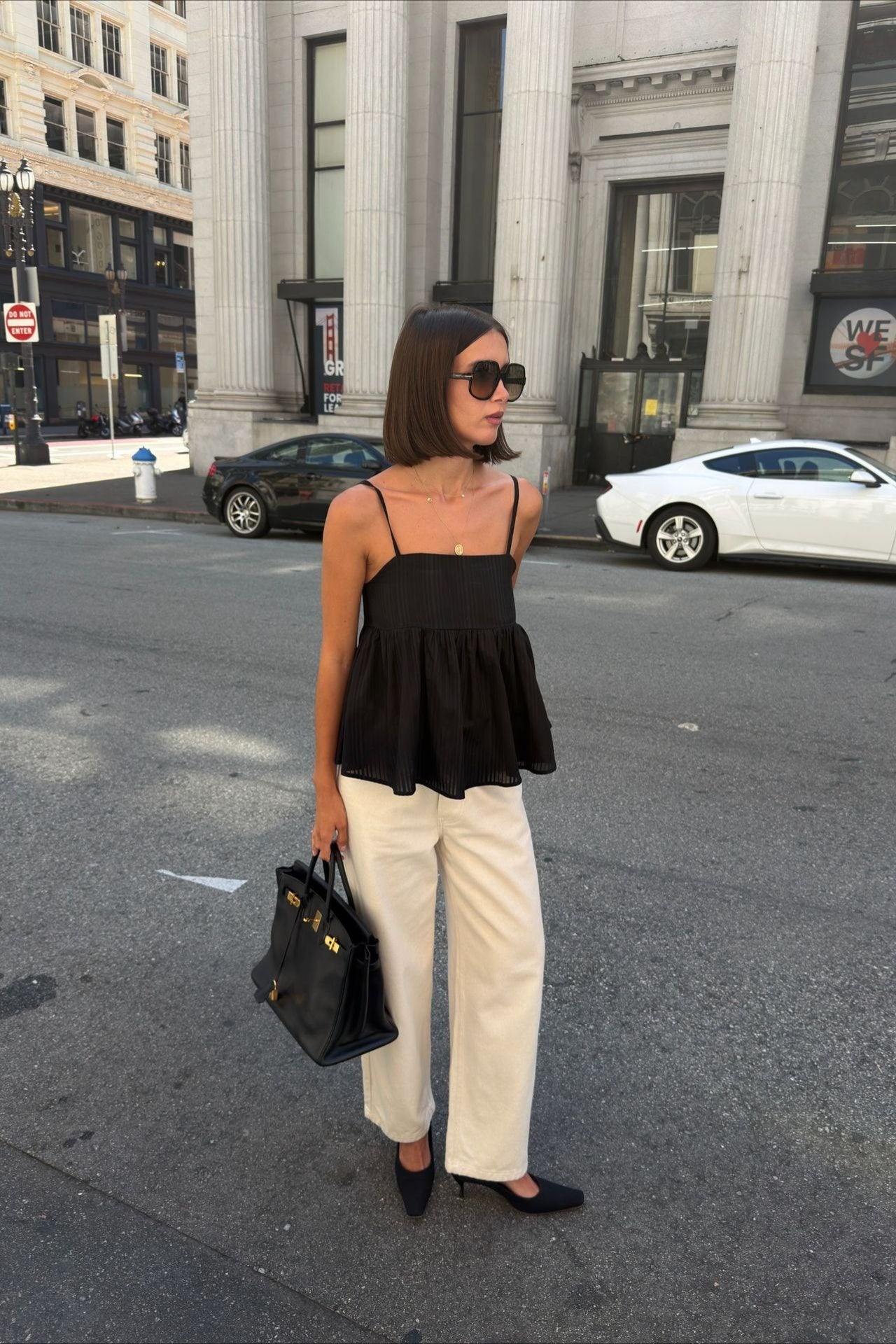 Cotton Striped Ruffle Hem Cami Top