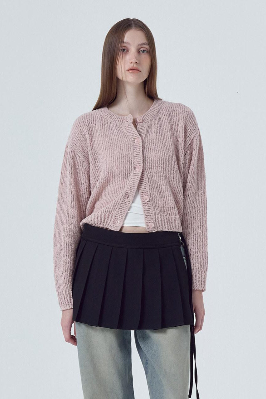 Button Front Crewneck Knit Top