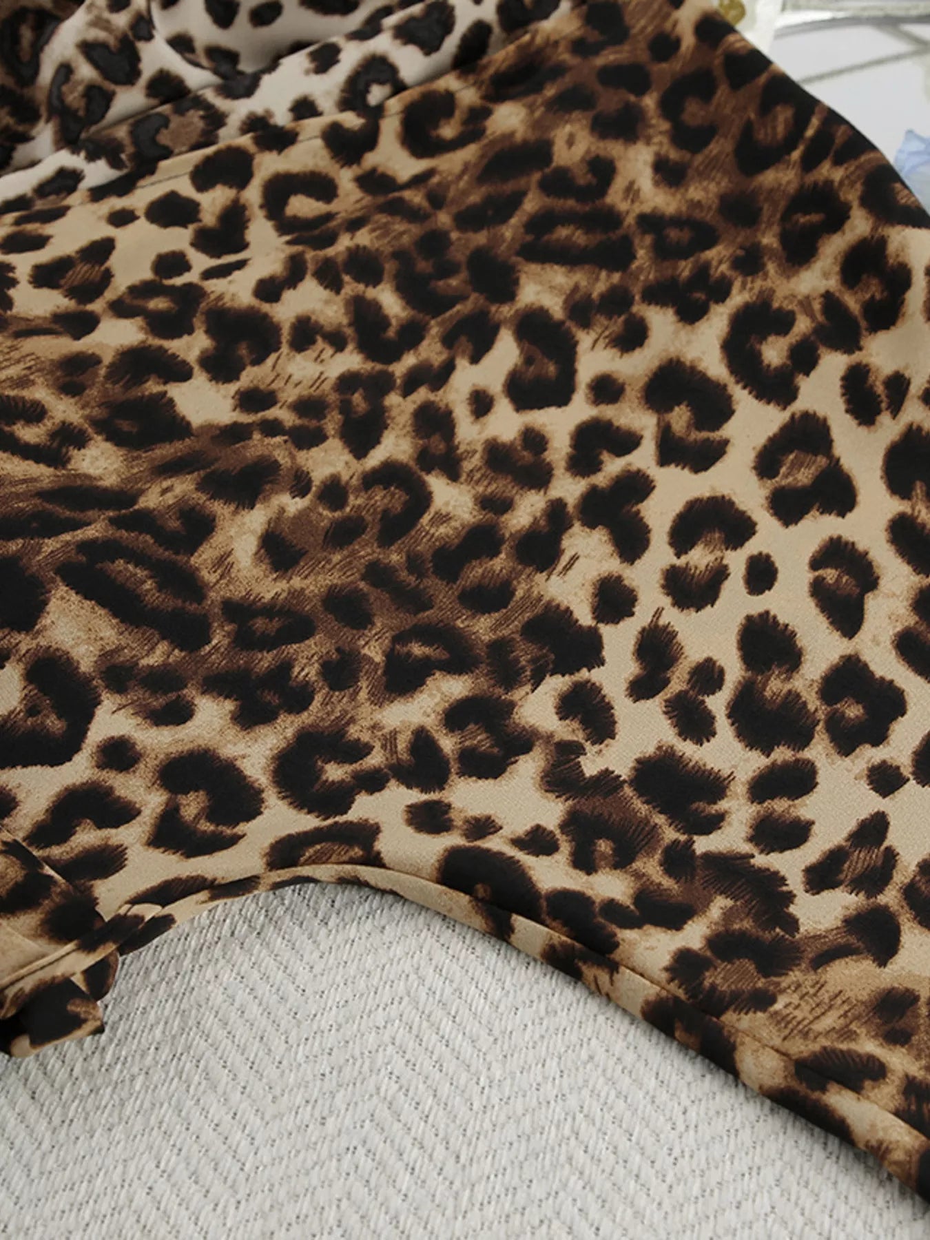 Leopard Cardigan and Wide Leg Pants Lounge Set