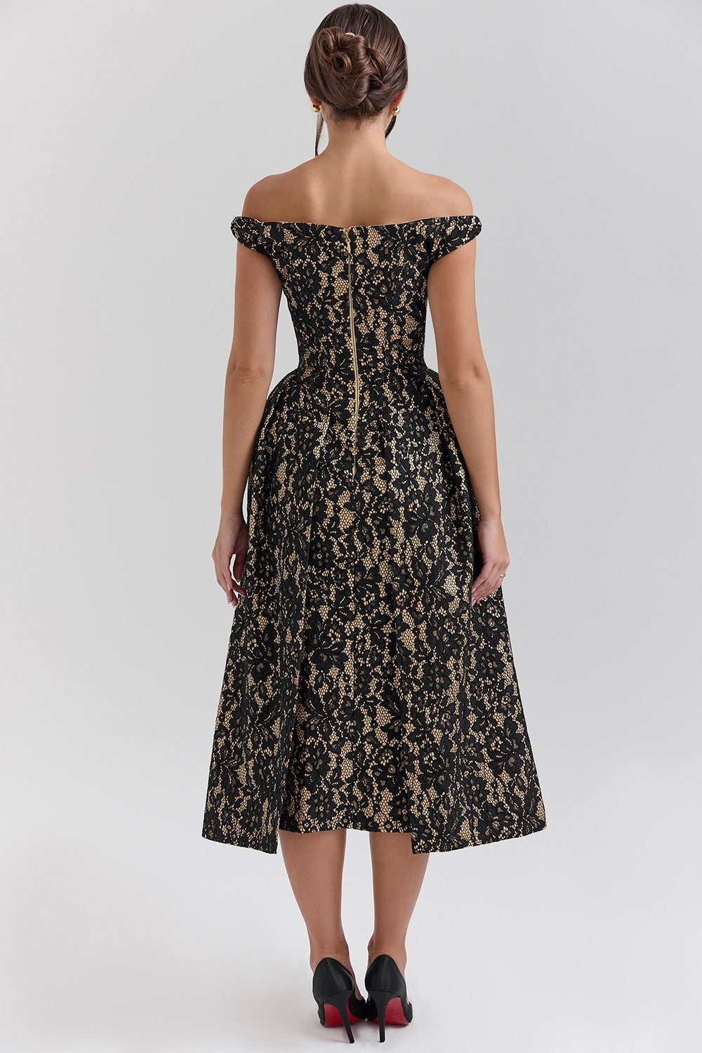 Backless Off-the-Shoulder Floral Dress