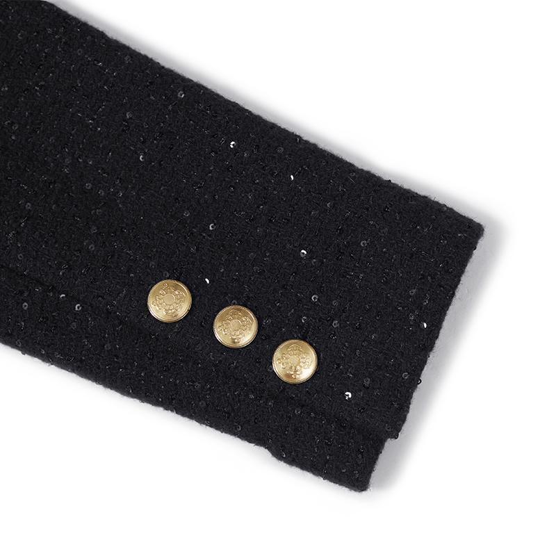 Tweed Collarless Button Front Patch Pocket Long Sleeve Mini Coat Dress