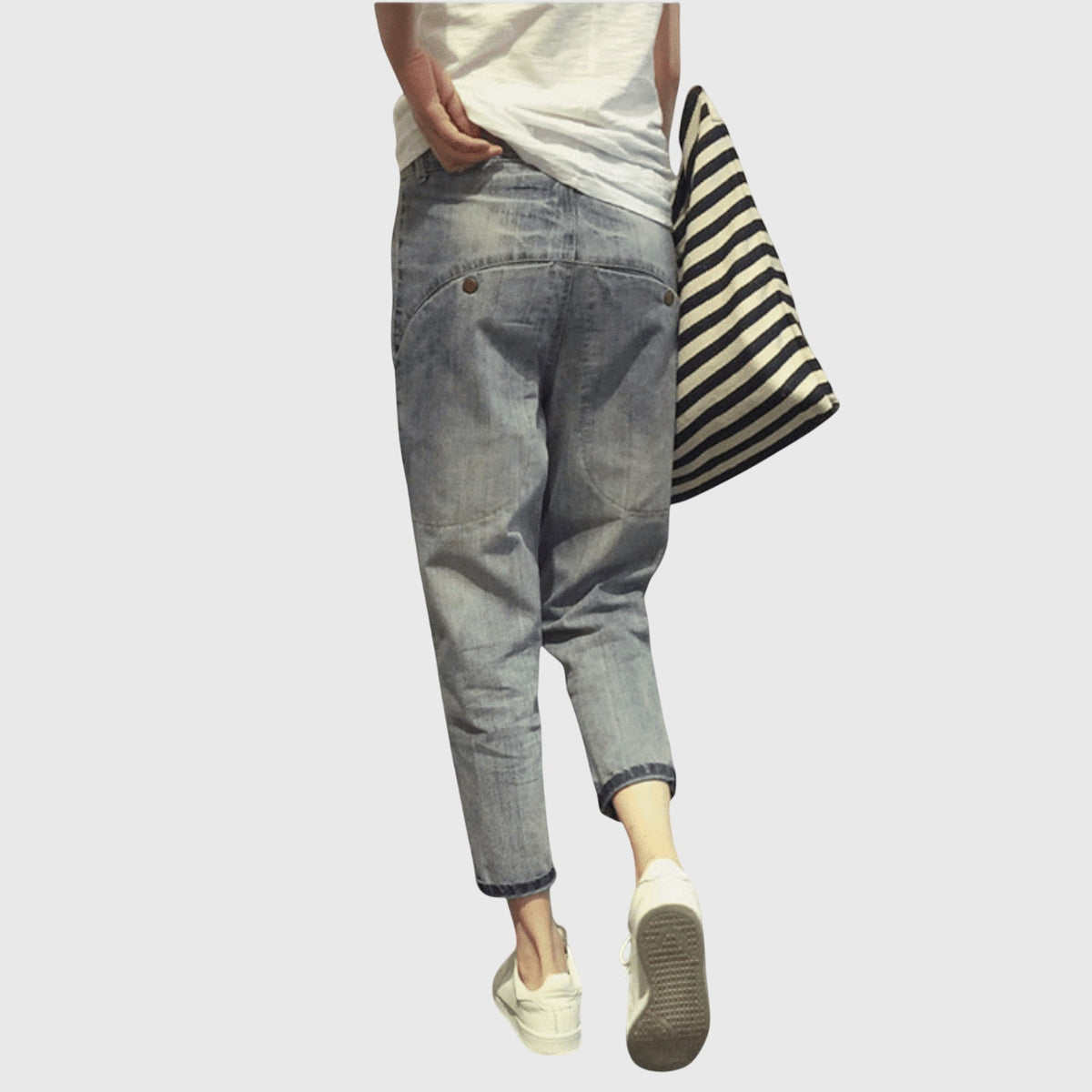 High Waist Pleated Tapered Harem Jeans