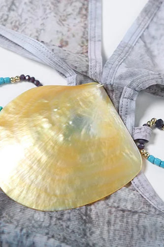 Weird Puss Pearl Shells Halter Maxi Dress