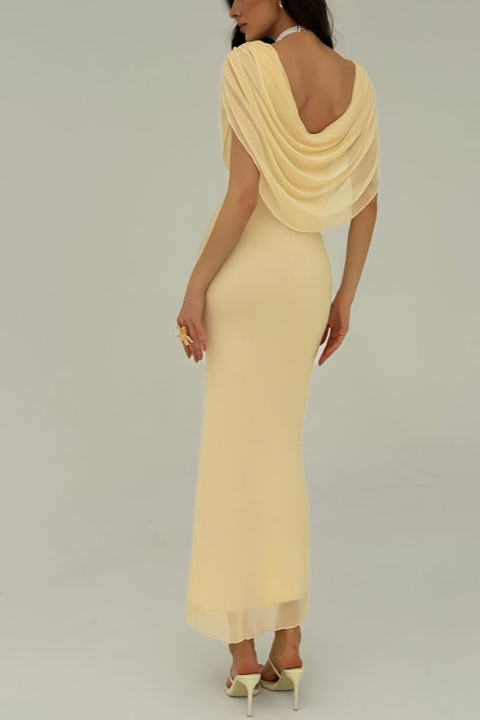 Cowl Neck Sleeveless Bodycon Formal Maxi Dress